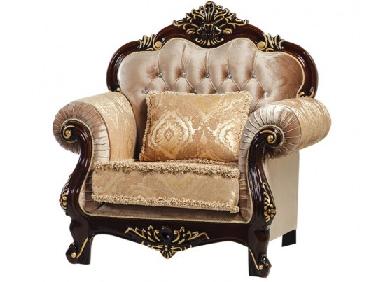 Комплект мягкой мебели Илона орех (ткань золото)