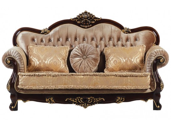 Комплект мягкой мебели Илона орех (ткань золото)