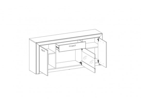 Тумба под ТВ 1V2D1S Оливия, вудлайн крем/дуб анкона