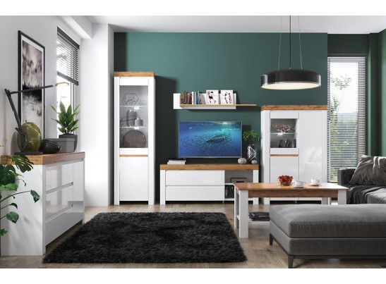 Стол журнальный Таурус, белый\дуб вотан