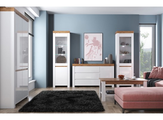 Стол журнальный Таурус, белый\дуб вотан