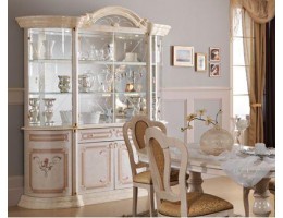 Витрина 4-х дверная Роза (верхняя часть/бежевый с шелкографией)