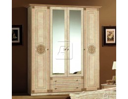 Шкаф 4-х дверный зеркальный «Рома» беж