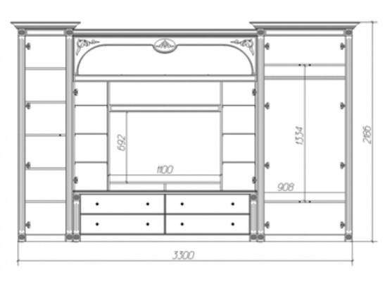Гостиная Джулия (дуб+черная патина)