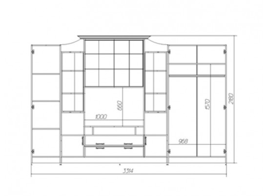 Стенка Наполеон комплектация №2 рис.1 (мдф мат.)