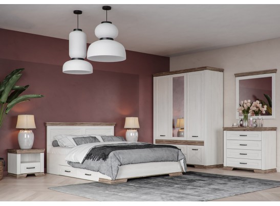 Шкаф с зеркалом MARSELLE SZF5D2S, в цвете ясень снежный/дуб сонома