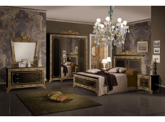 Шкаф 6-и дверный с зеркалами "Катя" (черный)