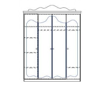 Шкаф 4-х дверный с зеркалами "Роза" (орех)