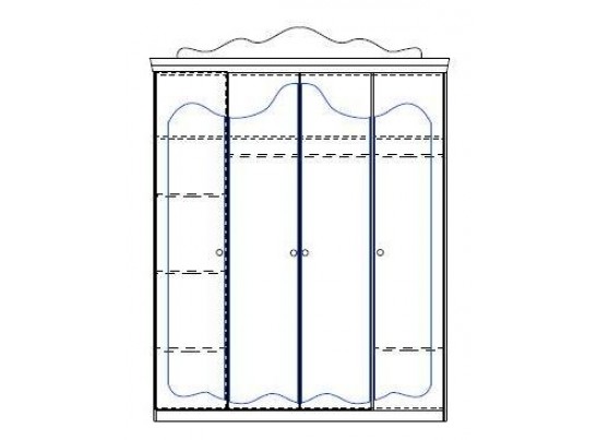 Шкаф 4-х дверный с зеркалами "Роза" (орех)