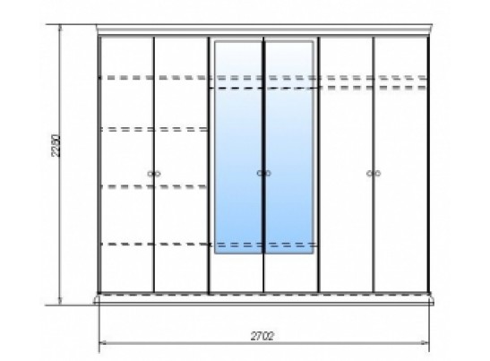 Шкаф 6-и дверный с зеркалами "Роза" (орех)