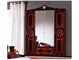 Шкаф 4-х дверный с зеркалами "Роза"(могано)