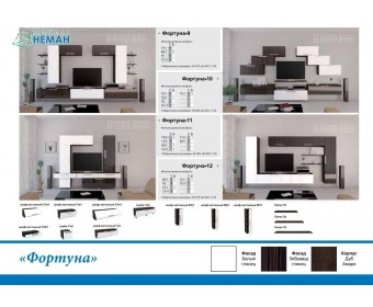 Гостиная Фортуна 10 (белый, зебравуд глянец)