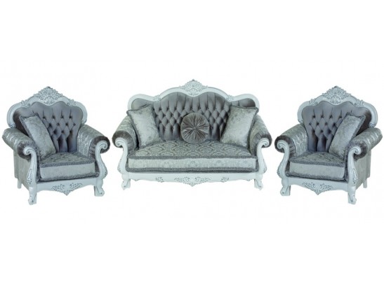 Кресло барокко Илона, белый серебро