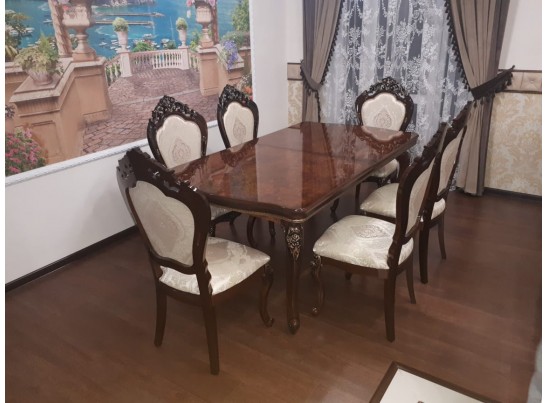 Обеденная зона "Джоконда" (стол и 6 стульев) (корень дуба)