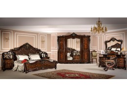 Спальня Джоконда 160 с 3х дверным шкафом, корень дуба глянец