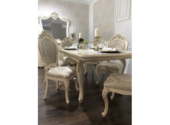 Обеденная зона "Джоконда" (стол и 6 стульев) (крем глянец)