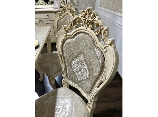 Обеденная зона "Джоконда" (стол и 6 стульев) (крем глянец)