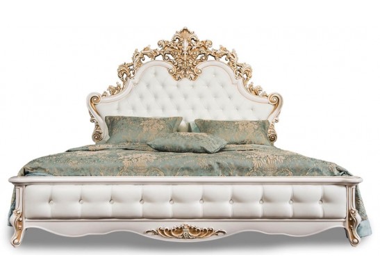 Кровать двуспальная с мягким изголовьем Флоренция, белая