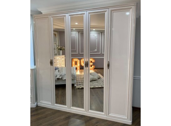 Спальня Натали с 6-створчатым шкафом, белая