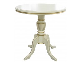 Стол круглый Ф-75 из массива бука, слоновая кость с патиной золото