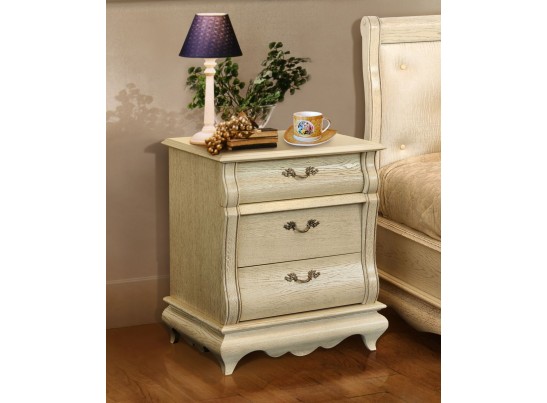 Тумба прикроватная Оскар с 3 ящиками, белая эмаль ММ-216-03