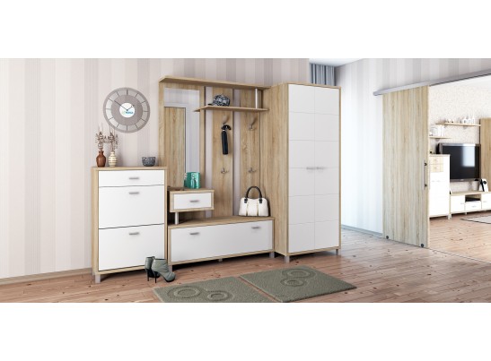 Вешалка Домино ВК-04-22, белый/дуб сонома