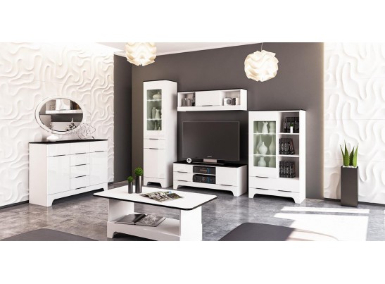 Шкаф комбинированный Верона МН-128-08, белый глянец