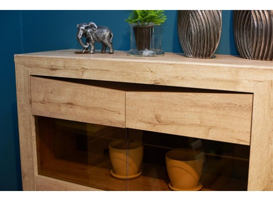 Шкаф-витрина двухдверный Соренто, дуб бонифаций