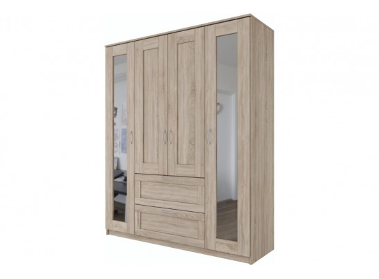 Шкаф 4 двери и 2 ящика с зеркалами СИРИУС 4 2.02.01.092.1 в Кургане