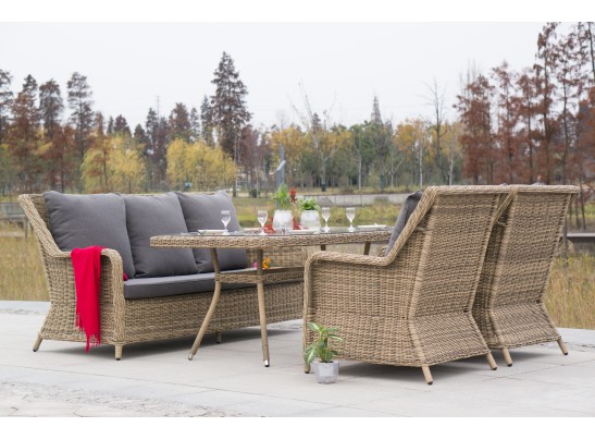 "Гляссе" обеденная группа из искусственного ротанга, цвет соломенный в Кургане