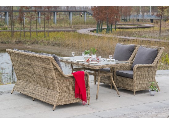 "Гляссе" обеденная группа из искусственного ротанга, цвет соломенный в Кургане