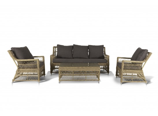 "Гранд Латте" лаунж-зона из искусственного ротанга, цвет соломенный в Кургане