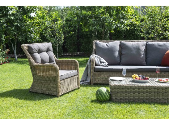 "Гляссе" лаунж-зона из искусственного ротанга, цвет графит в Кургане