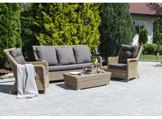 "Гляссе" лаунж-зона из искусственного ротанга, цвет соломенный в Кургане