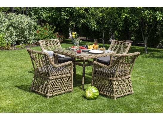 "Айриш" обеденная группа плетеная на 4 персоны, цвет соломенный в Кургане