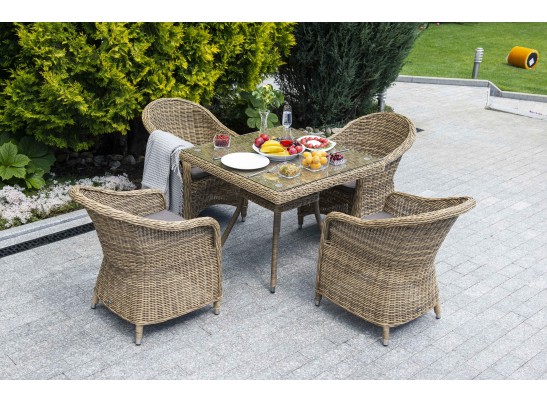 "Фредо" обеденная группа из искусственного ротанга, цвет соломенный в Кургане