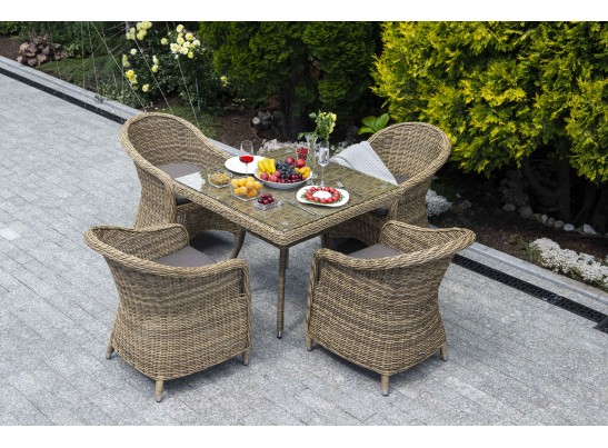 "Фредо" обеденная группа из искусственного ротанга, цвет соломенный в Кургане