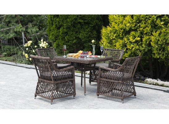 "Айриш" обеденная группа плетеная на 4 персоны, цвет коричневый в Кургане