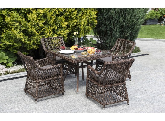 "Айриш" обеденная группа плетеная на 4 персоны, цвет коричневый в Кургане