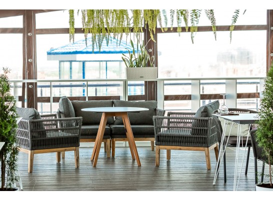 "Франческо" интерьерный стол из HPL круглый Ø90см, цвет молочный в Кургане