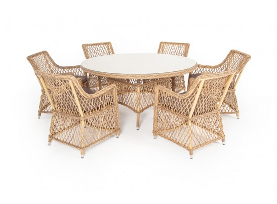 "Эспрессо–150 L" обеденная группа плетеная, цвет соломенный в Кургане