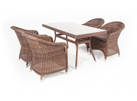 "Латте–140 R" обеденная группа плетеная, цвет коричневый в Кургане