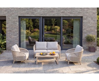 "Прато" лаунж-зона 4-местная плетеная из роупа, цвет светло-серый