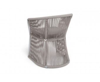 "Романо" стул плетеный из роупа, каркас алюминий белый муар, роуп бежевый круглый, ткань бежевая 15052