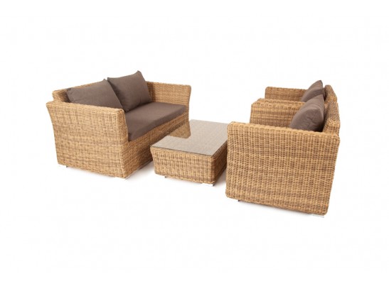 "Капучино Сингл" лаунж-зона из искусственного ротанга, цвет соломенный в Кургане