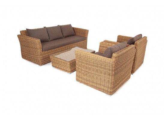 "Капучино" лаунж-зона из искусственного ротанга, цвет соломенный в Кургане