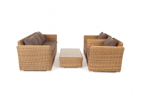 "Капучино" лаунж-зона из искусственного ротанга, цвет соломенный в Кургане