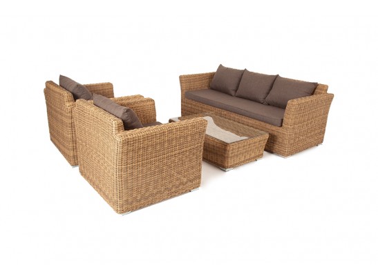 "Капучино" лаунж-зона из искусственного ротанга, цвет соломенный в Кургане