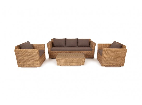 "Капучино" лаунж-зона из искусственного ротанга, цвет соломенный в Кургане