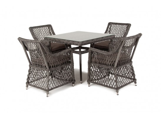 "Айриш" обеденная группа плетеная на 4 персоны, цвет графит в Кургане